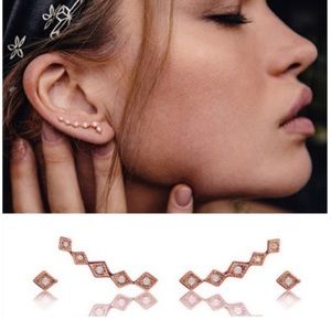 Luv AJ Rose Gold and Crystal Ear Crawlers